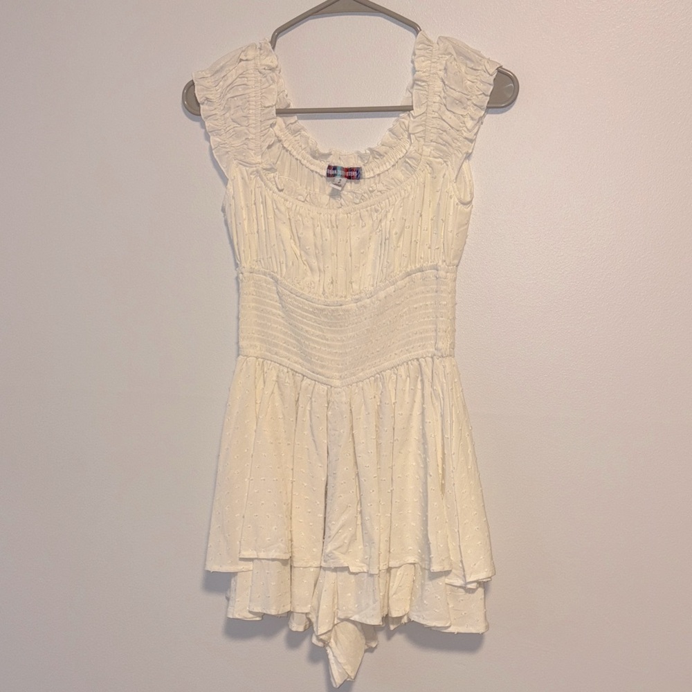 White ruffled romper